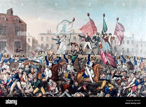 Den Peterloo-massakern: En blodig kamp för politisk representation och arbetarnas rättigheter i 1819 års England.